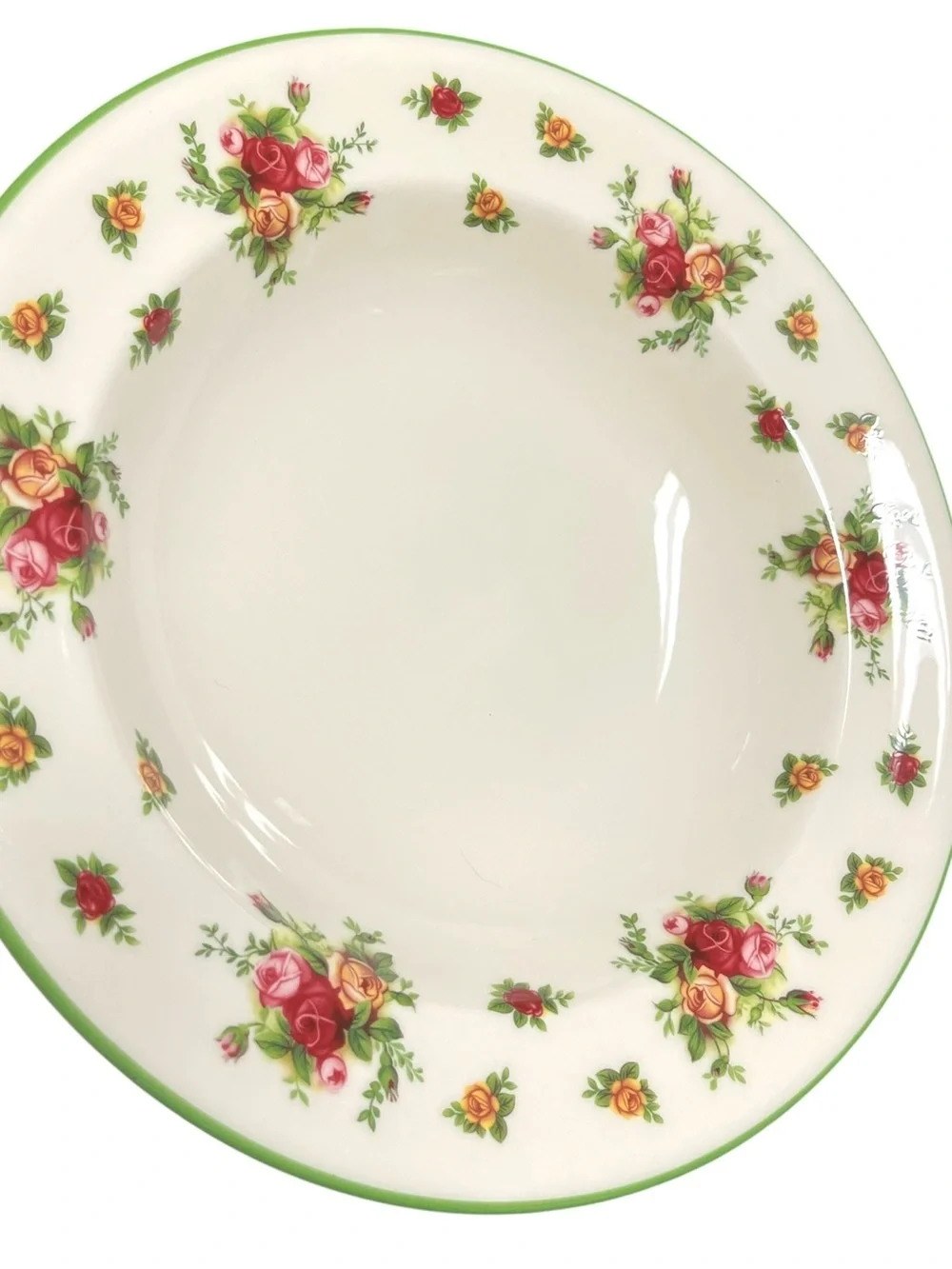 Royal Albert Old Country Roses Pasta Serving Bowl Green Rim 11”D Discontinued.